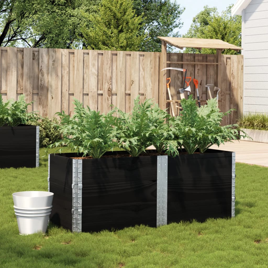 Jardinière en pin massif noir 150x50 cm v8742 Vetonek