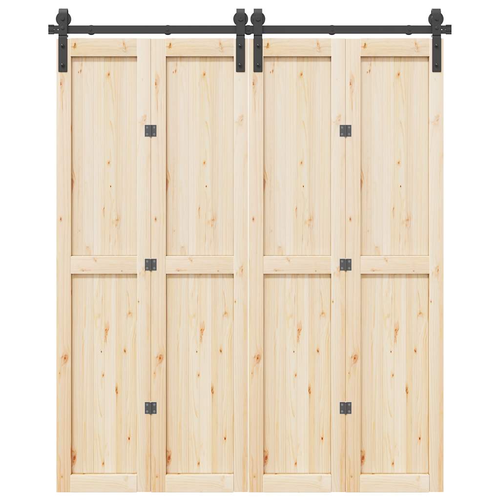 Vetonek Kit de herrajes para puertas correderas acero negro 183 cm