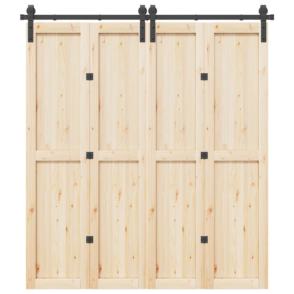 Vetonek Kit de herrajes para puertas correderas acero negro 200 cm