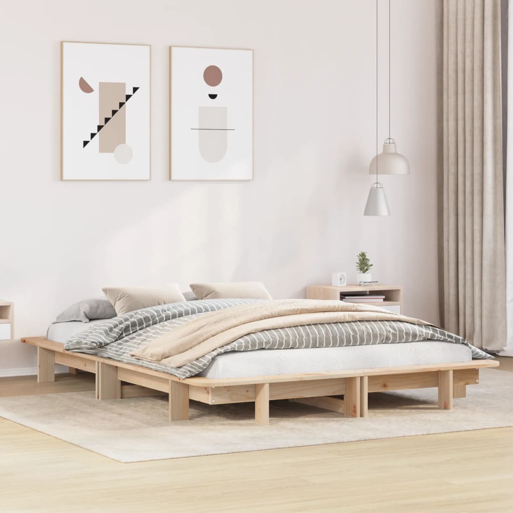 Vetonek Estructura de cama sin colchón madera de pino blanca 140x200 cm