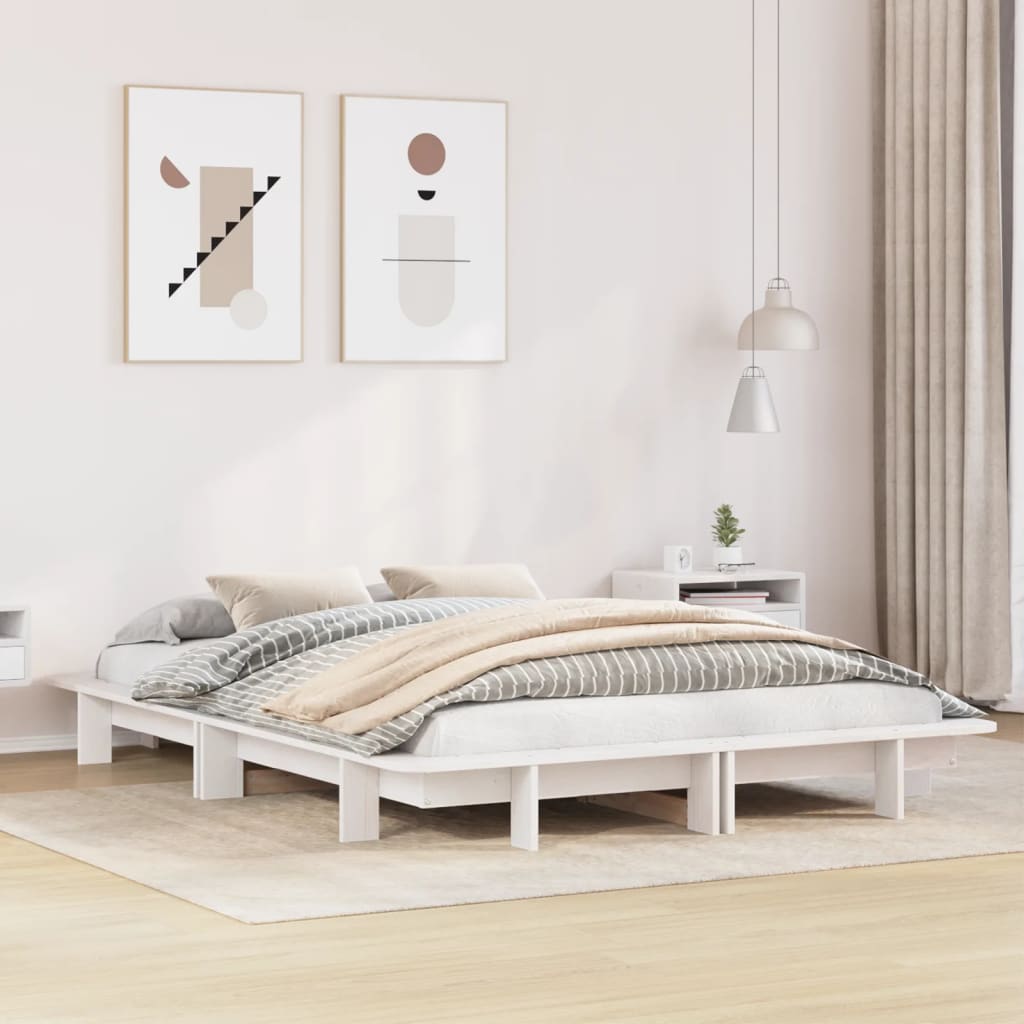 Vetonek Estructura de cama sin colchón madera de pino blanca 140x200 cm