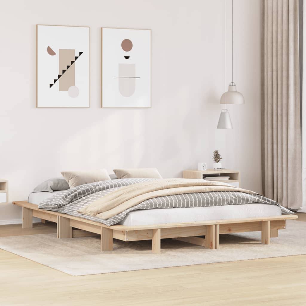 Vetonek Estructura de cama sin colchón madera de pino maciza 120x200 cm