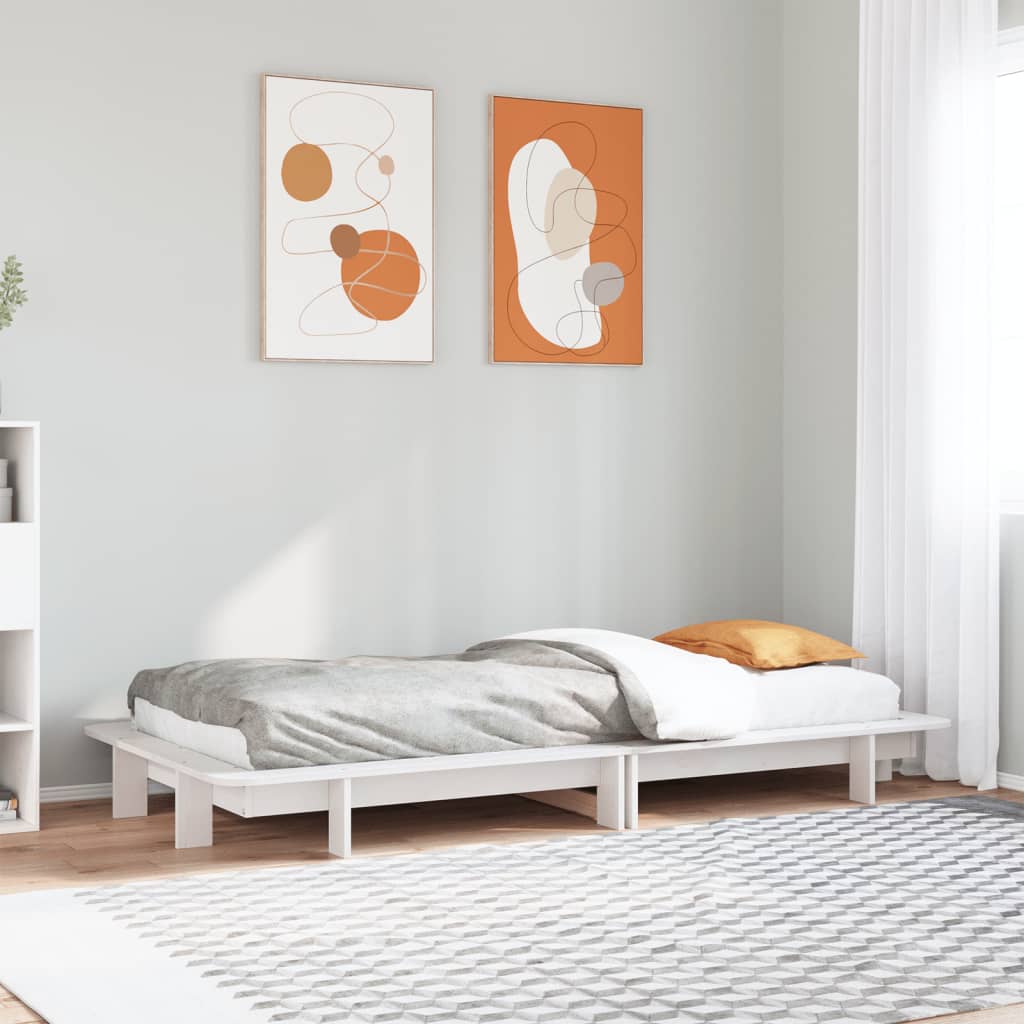 Vetonek Estructura cama sin colchón madera maciza pino blanca 100x200cm