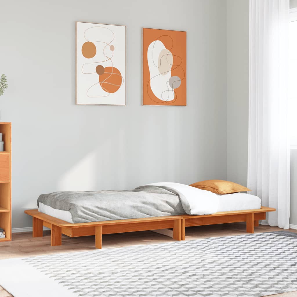 Vetonek Estructura de cama sin colchón madera de pino marrón 90x200 cm