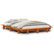 Vetonek Estructura de cama sin colchón madera maciza marrón 135x190 cm