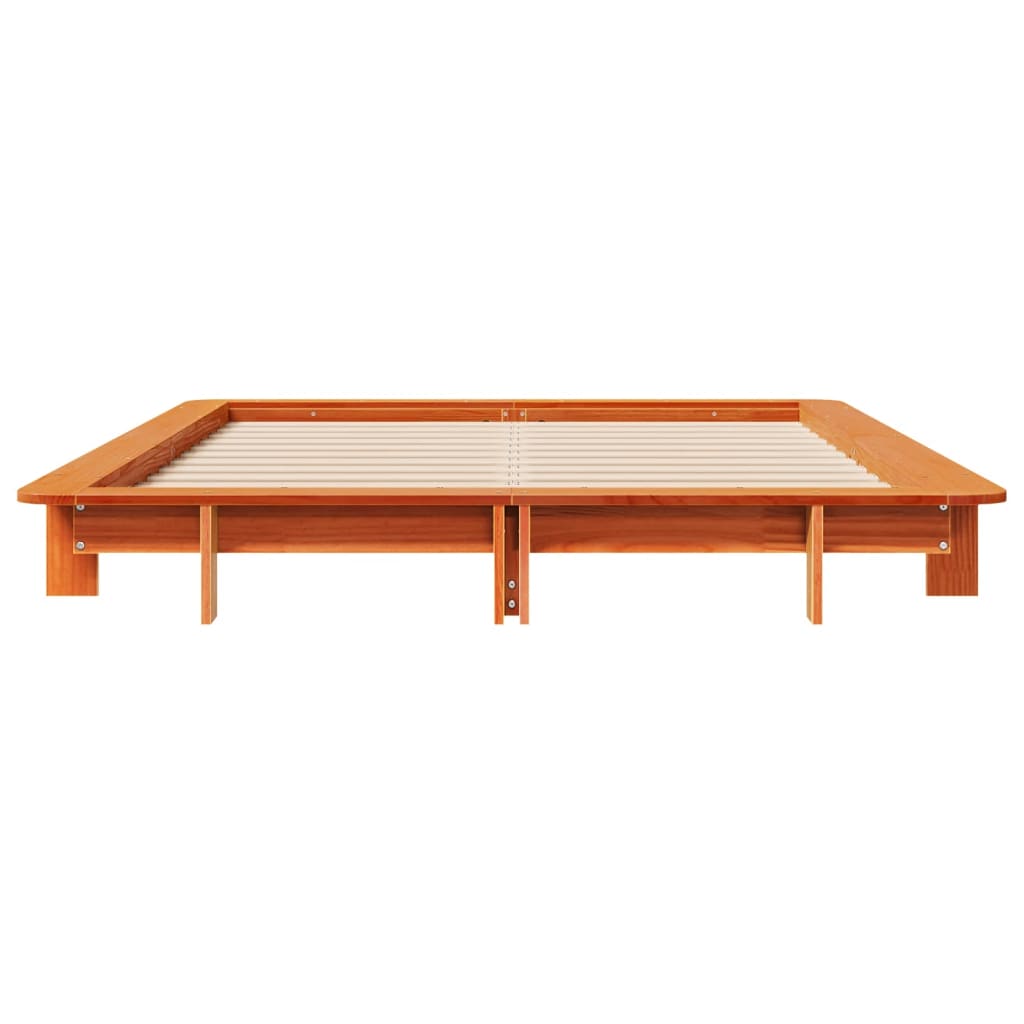 Estructura de cama sin colchón madera maciza marrón 135x190 cm v1513 - Vetonek