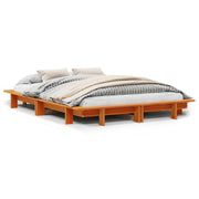 Vetonek Estructura de cama sin colchón madera maciza marrón 120x190 cm