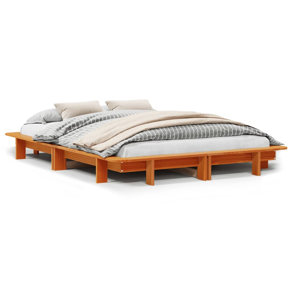 Vetonek Estructura de cama sin colchón madera maciza marrón 120x190 cm