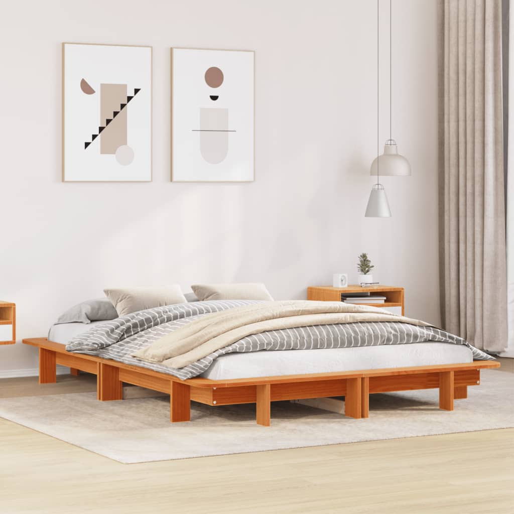 Estructura de cama sin colchón madera maciza marrón 120x190 cm v1544 Vetonek