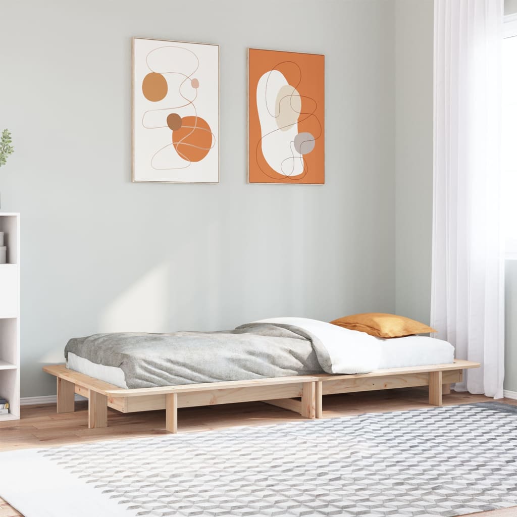 Vetonek Estructura de cama sin colchón madera maciza de pino 90x190 cm