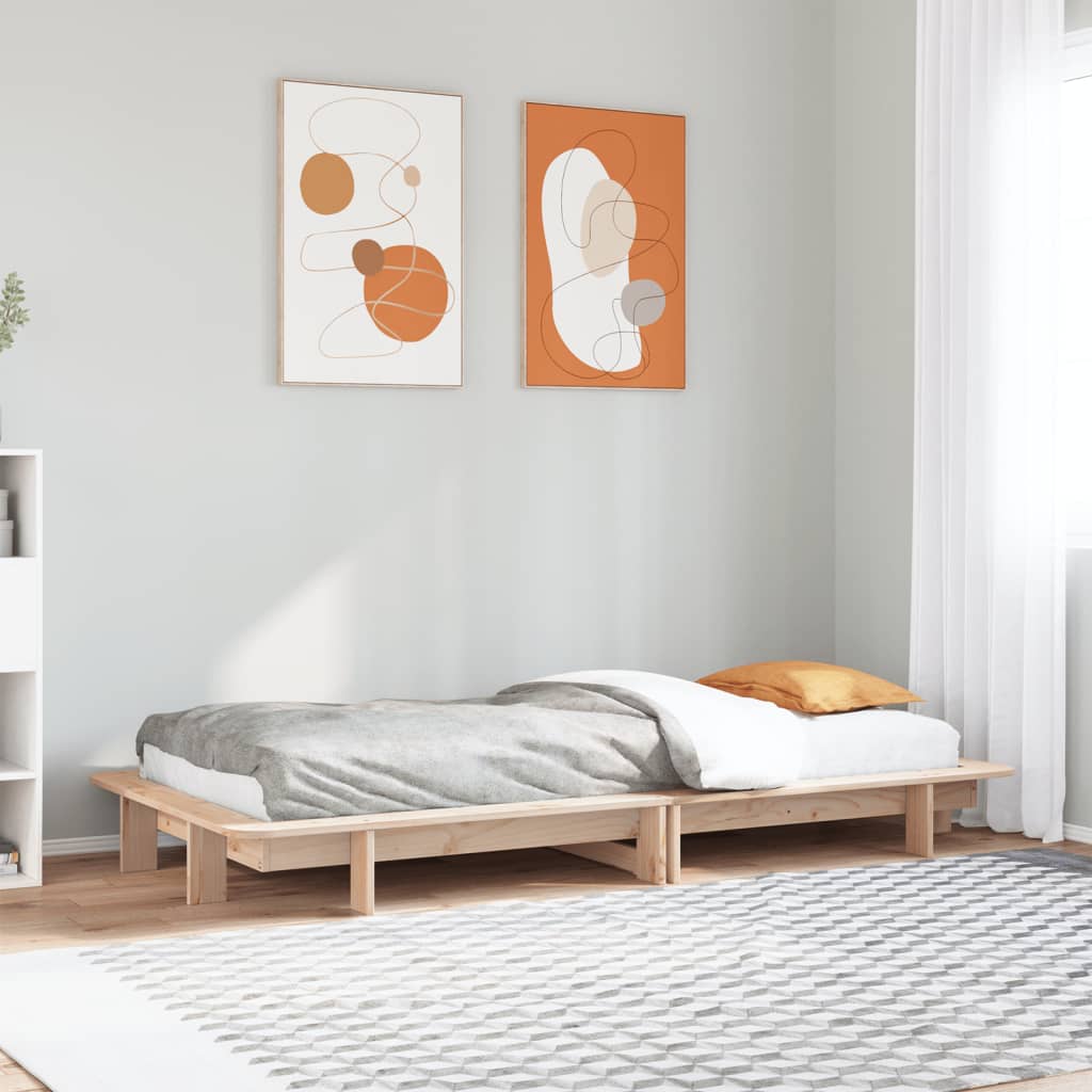 Vetonek Estructura de cama sin colchón madera maciza pino 75x190 cm