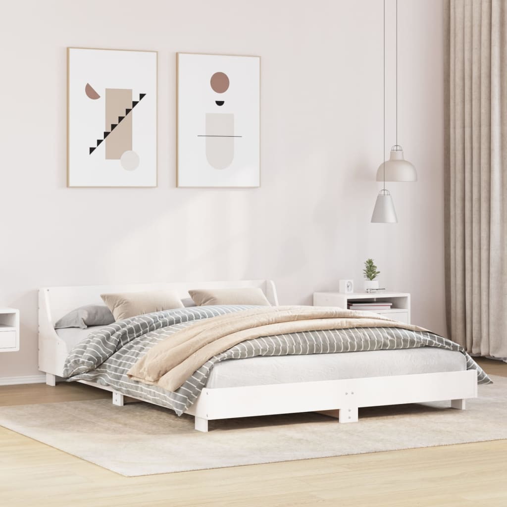 Vetonek Estructura de cama sin colchón madera de pino blanca 150x200 cm