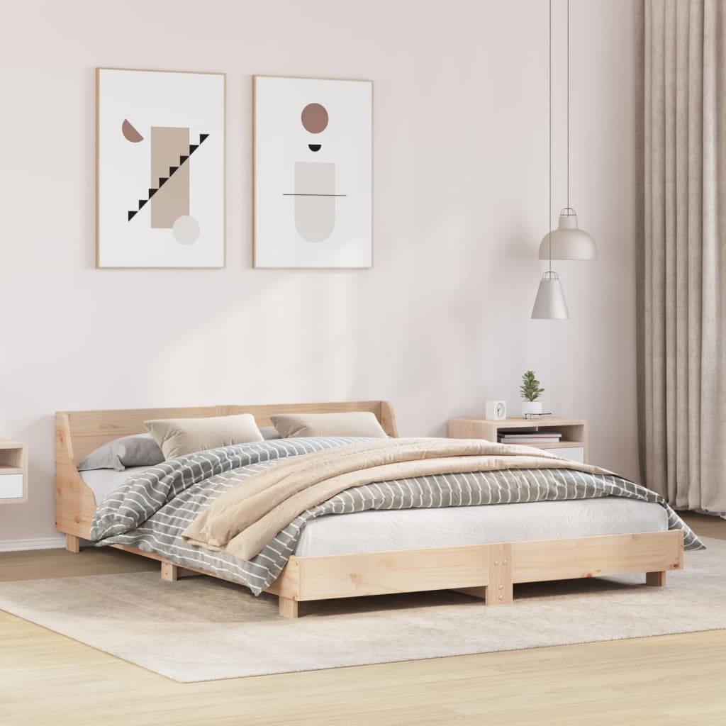 Vetonek Estructura de cama sin colchón madera de pino blanca 140x200 cm