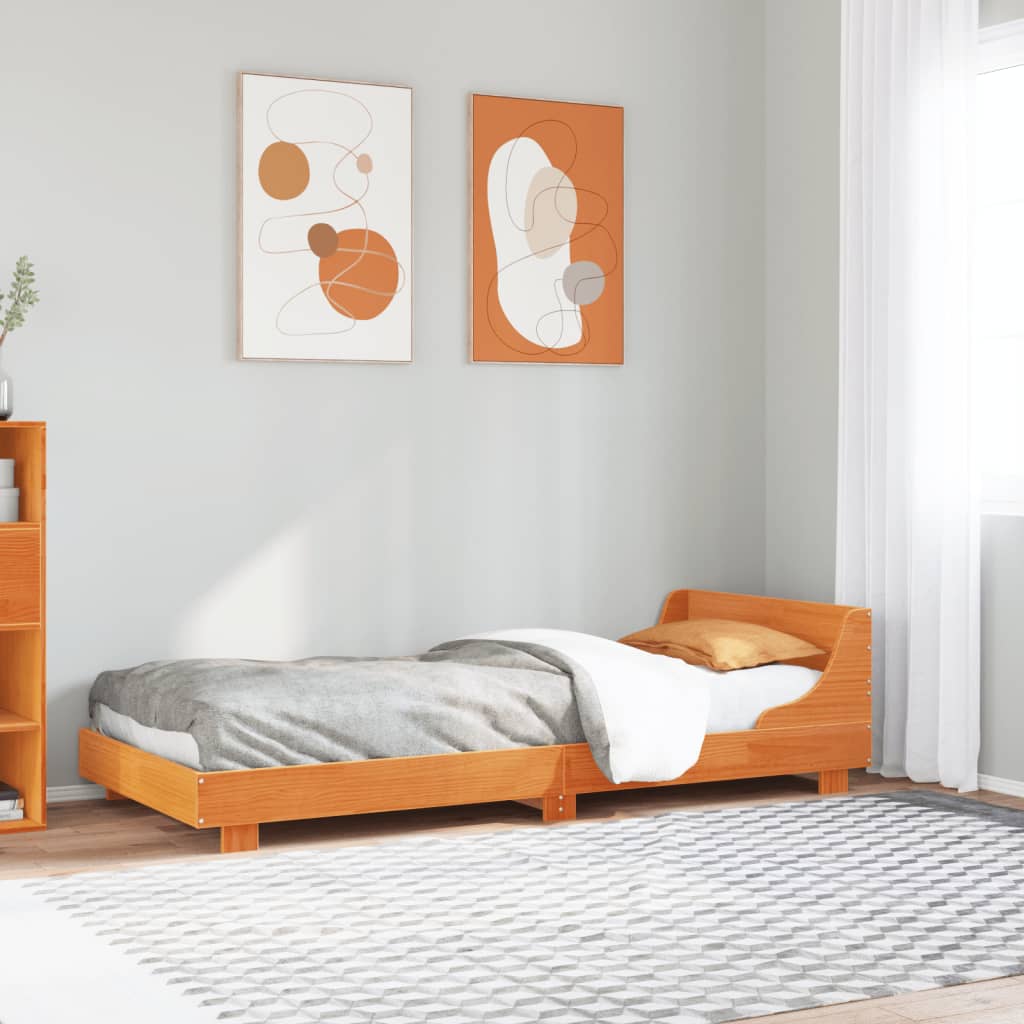 Vetonek Estructura de cama sin colchón madera de pino marrón 90x200 cm