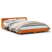 Vetonek Estructura de cama sin colchón madera maciza marrón 135x190 cm