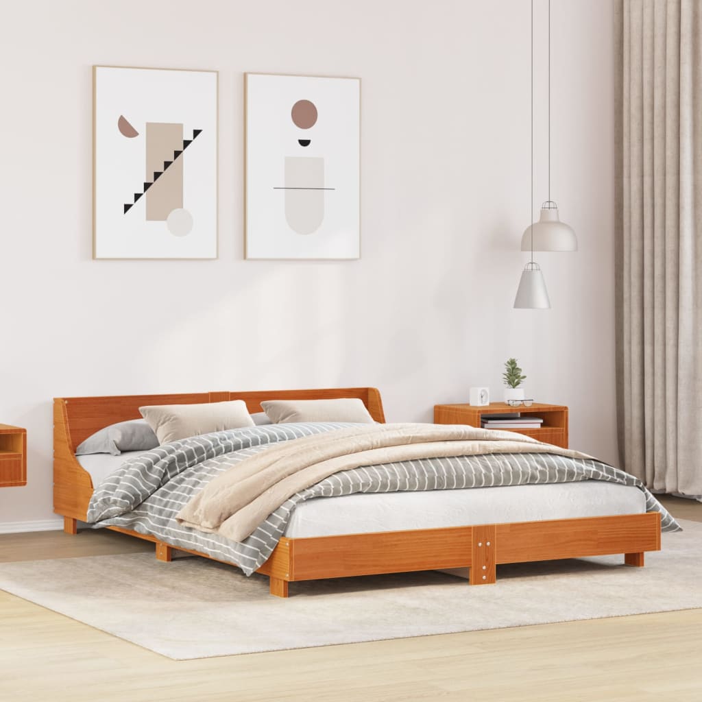 Estructura de cama sin colchón madera maciza marrón 135x190 cm v2206 Vetonek