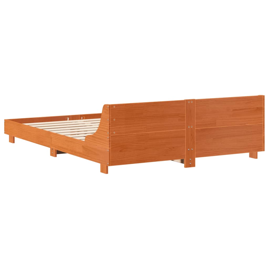 Estructura de cama sin colchón madera maciza marrón 120x190 cm v2237 - Vetonek