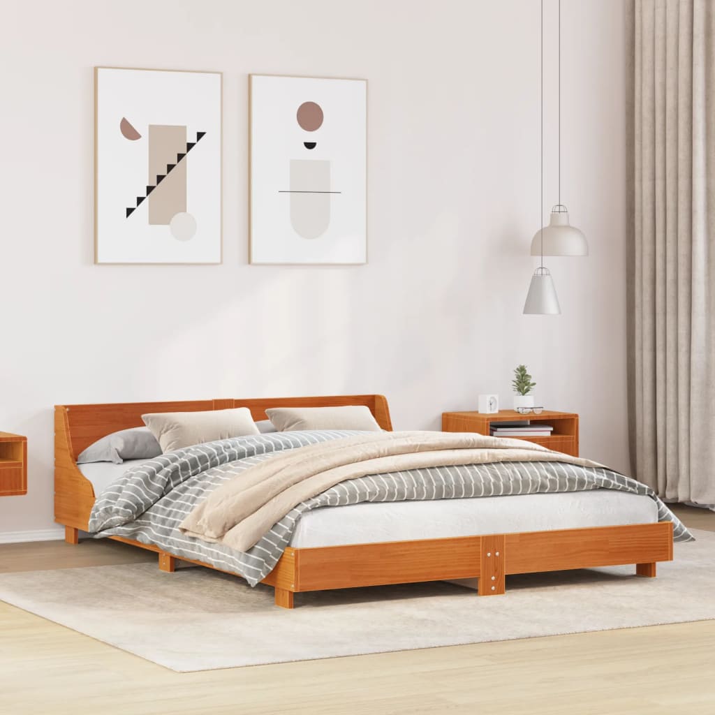 Estructura de cama sin colchón madera maciza marrón 120x190 cm v2237 Vetonek