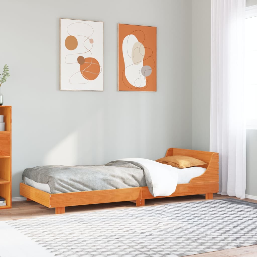 Vetonek Estructura de cama sin colchón madera maciza marrón 90x190 cm