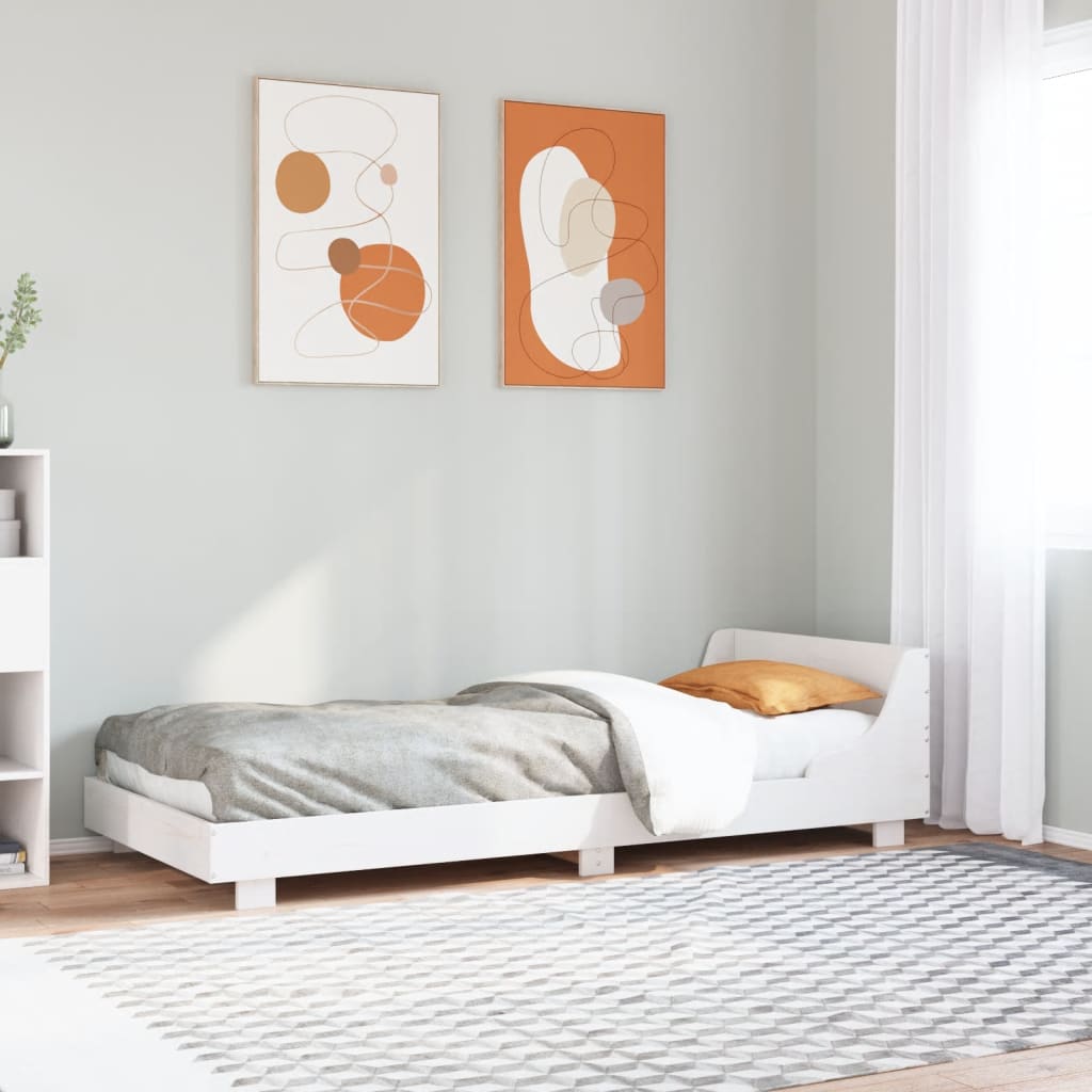 Vetonek Estructura de cama sin colchón madera maciza blanca 75x190 cm