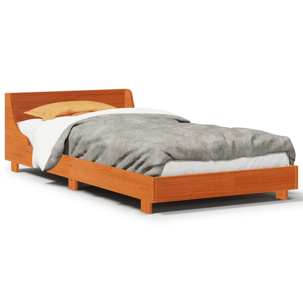 Vetonek Estructura de cama sin colchón madera maciza marrón 75x190 cm