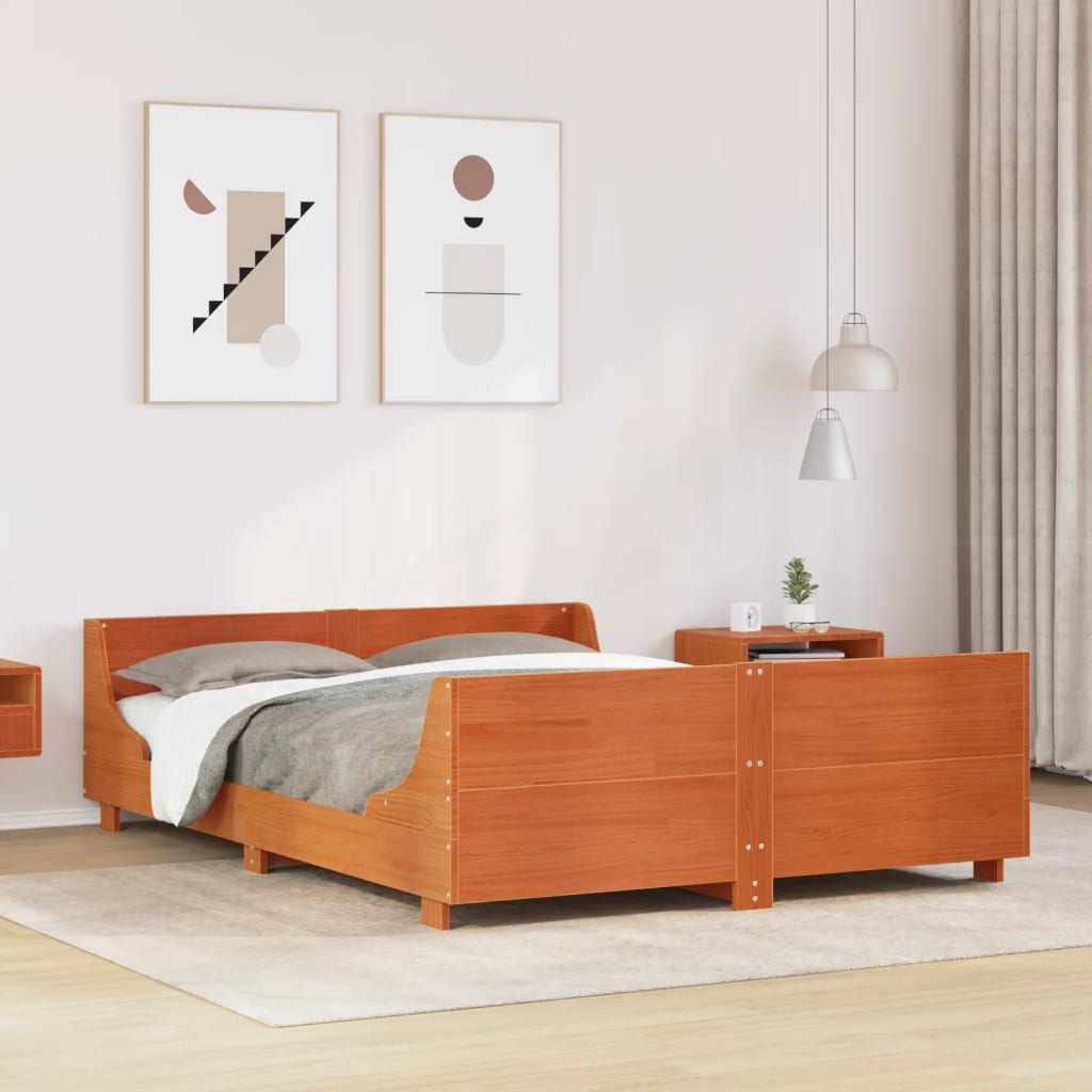 Estructura de cama sin colchón madera maciza marrón 120x190 cm v2626 Vetonek