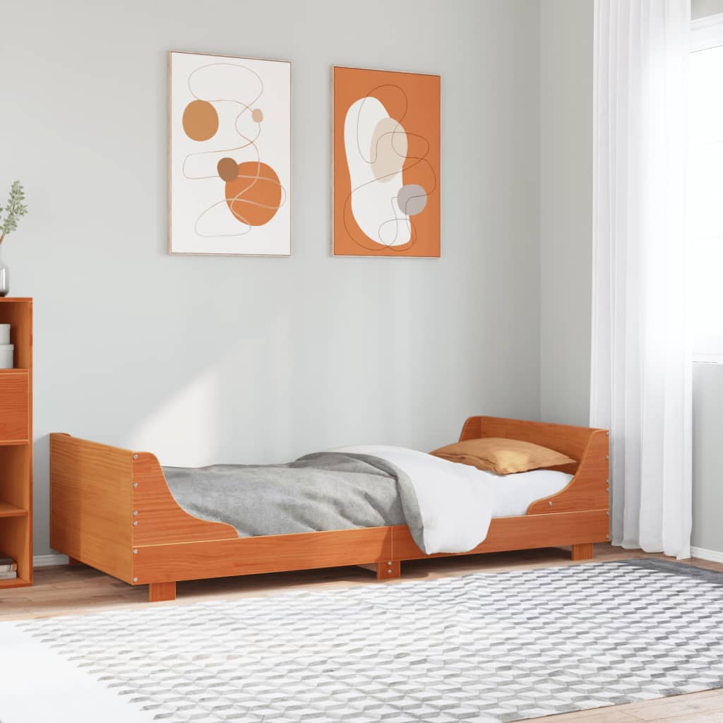 Vetonek Estructura de cama sin colchón madera maciza marrón 90x190 cm