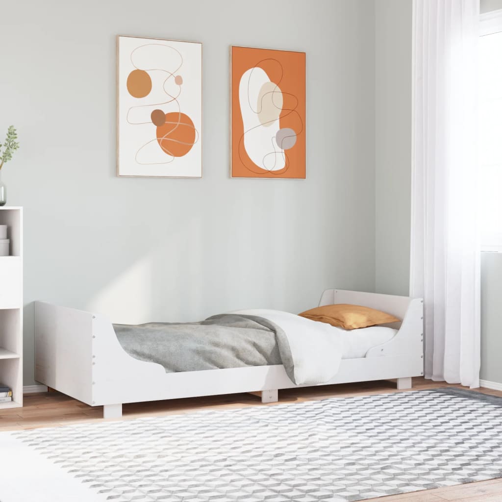 Vetonek Estructura de cama sin colchón madera maciza blanca 75x190 cm