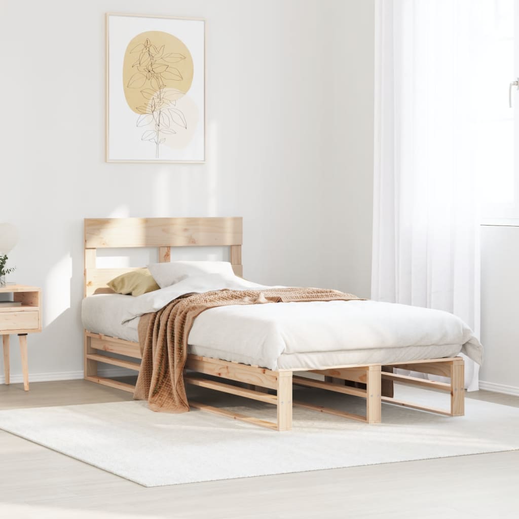 Vetonek Estructura de cama sin colchón madera maciza de pino 90x200 cm