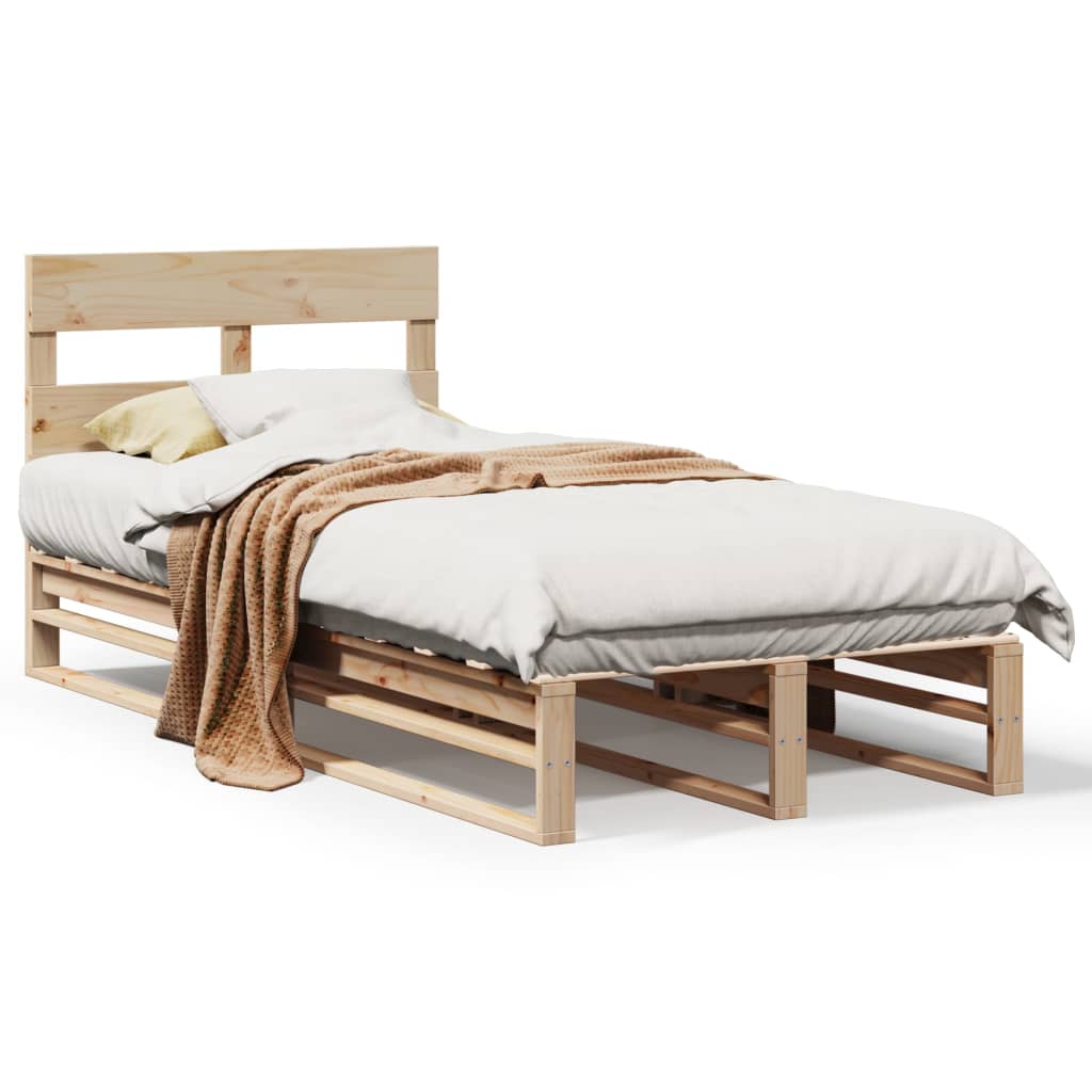 Vetonek Estructura de cama sin colchón madera maciza pino 75x190 cm