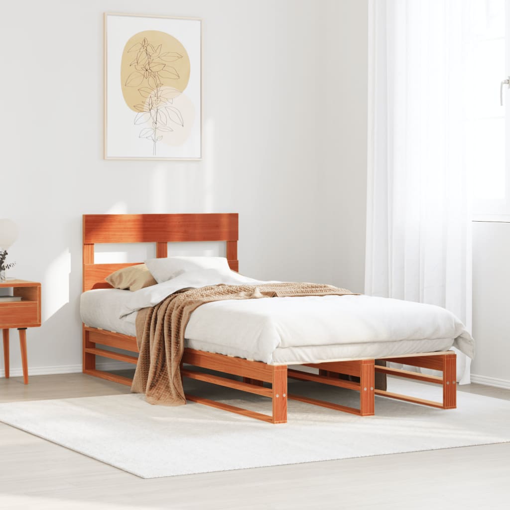 Vetonek Estructura de cama sin colchón madera maciza marrón 90x190 cm