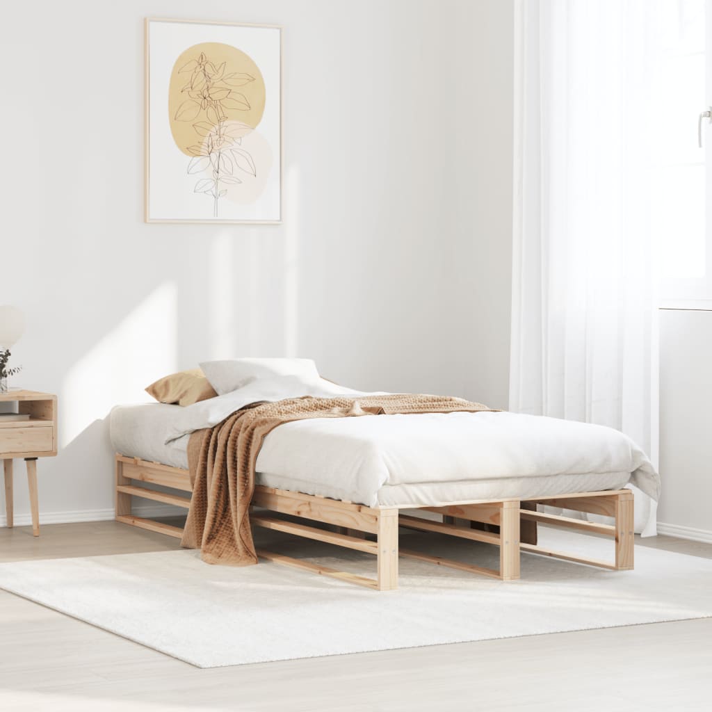 Vetonek Estructura de cama sin colchón madera maciza de pino 90x200 cm