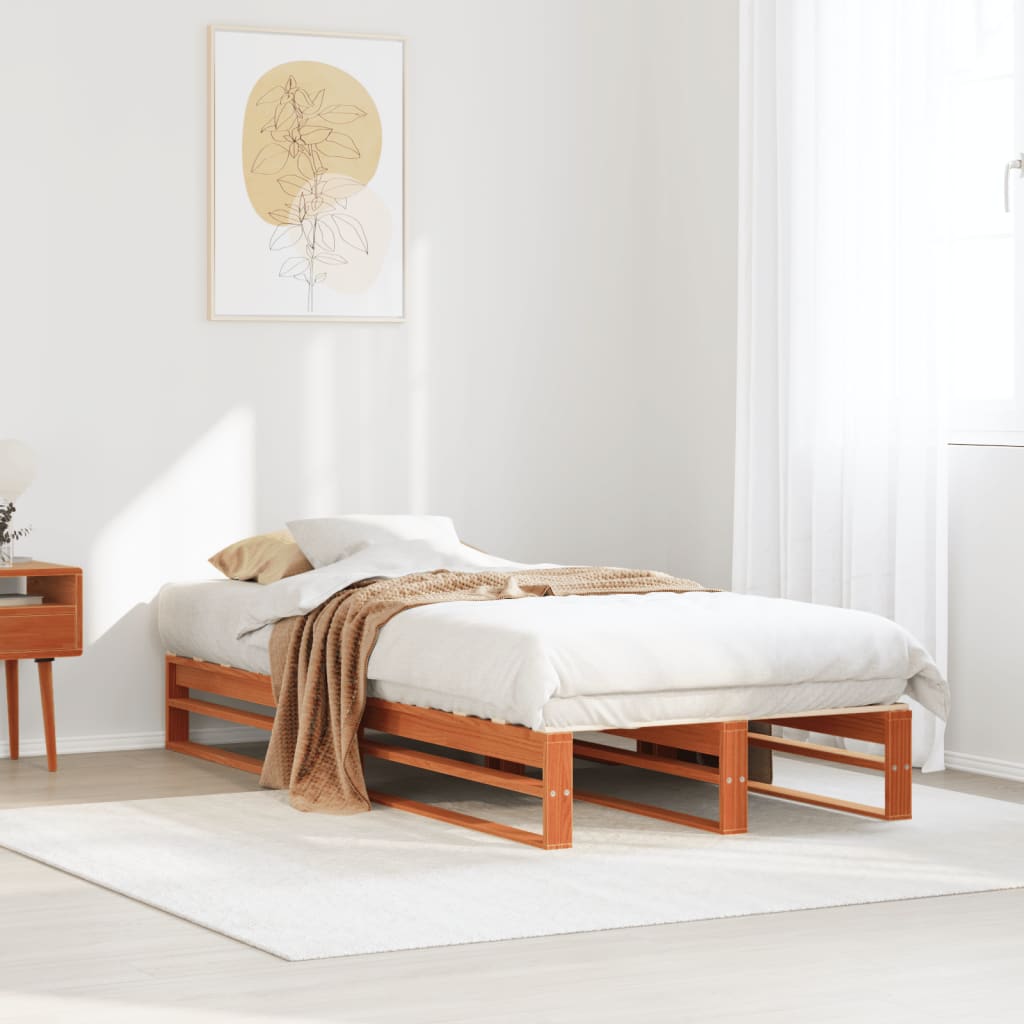 Vetonek Estructura de cama sin colchón madera de pino marrón 90x200 cm