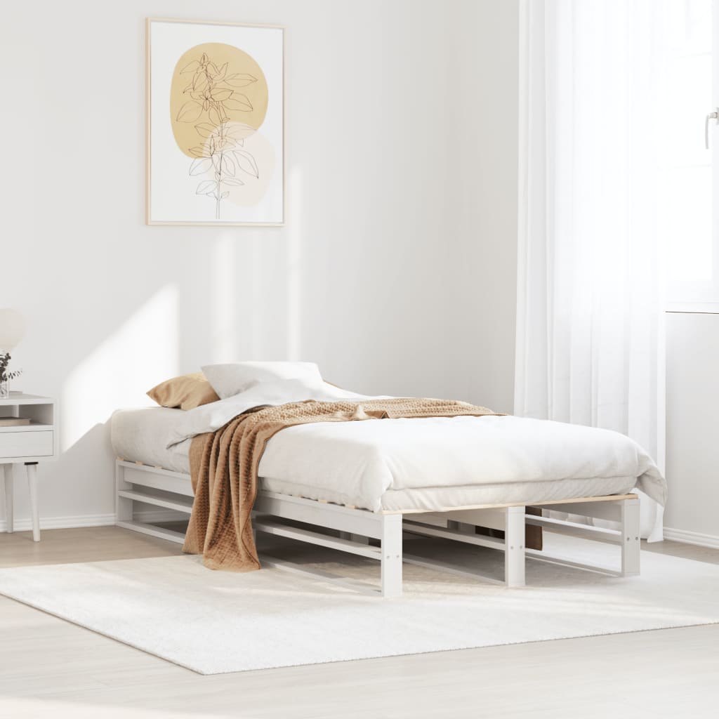 Vetonek Estructura de cama sin colchón madera maciza blanca 75x190 cm