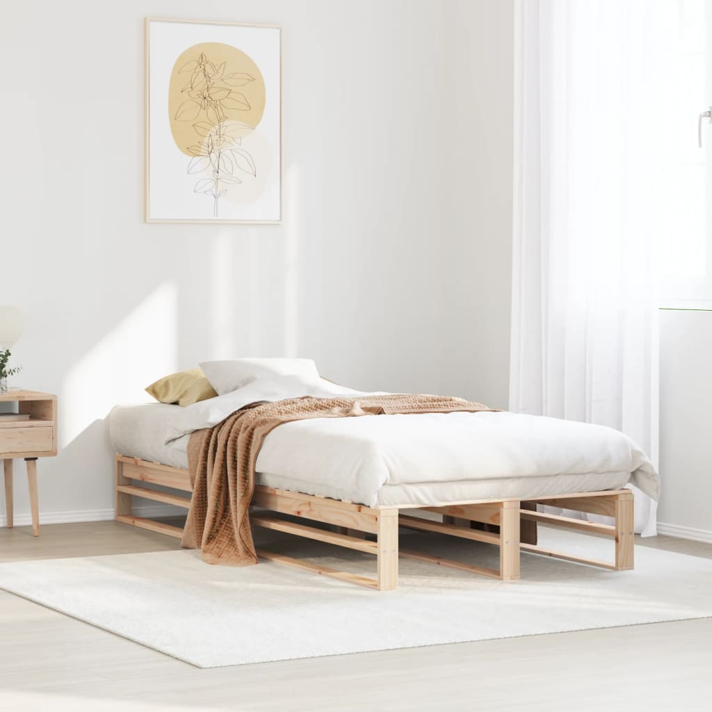 Vetonek Estructura de cama sin colchón madera maciza de pino 90x190 cm