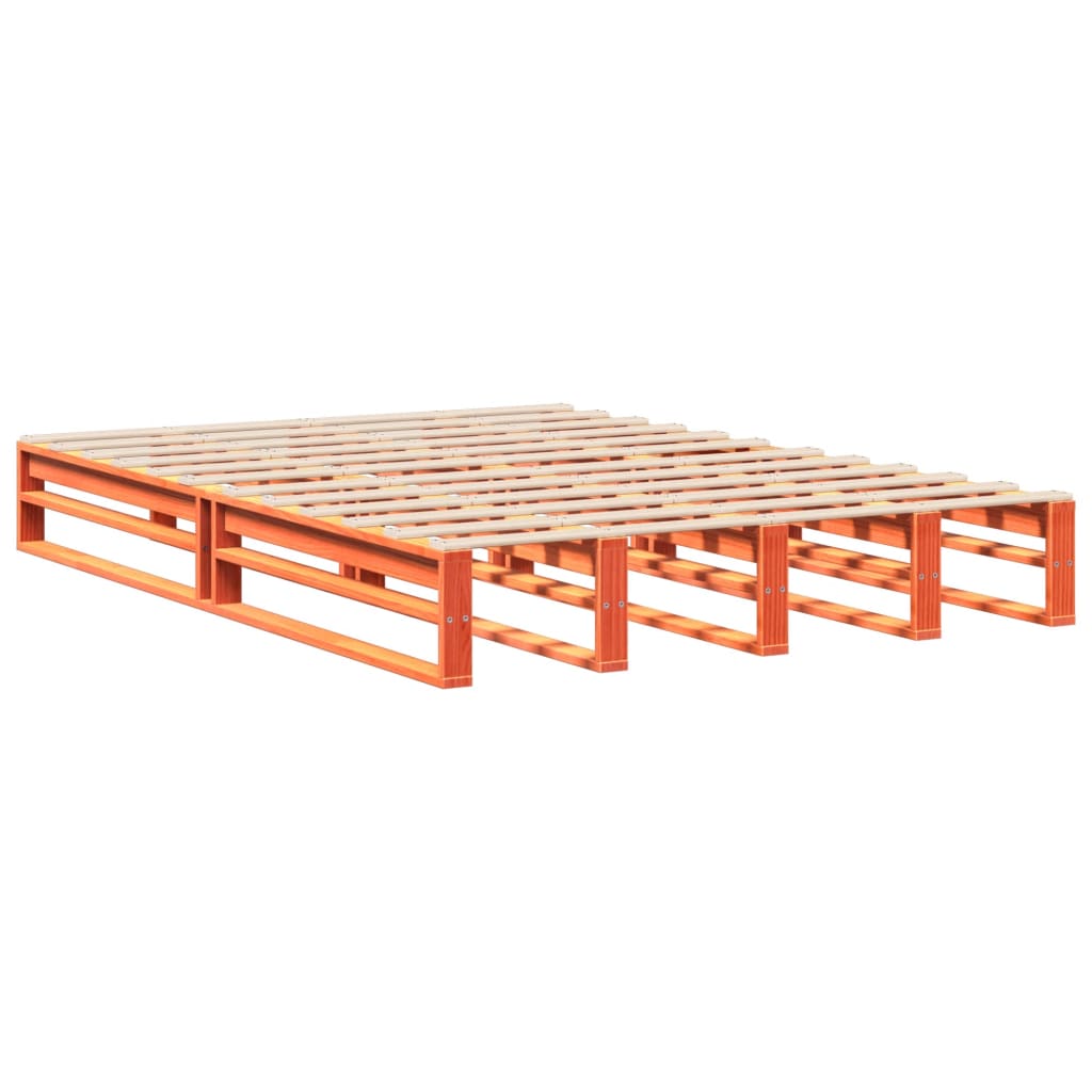 Estructura de cama sin colchón madera maciza marrón 135x190 cm v3432 - Vetonek