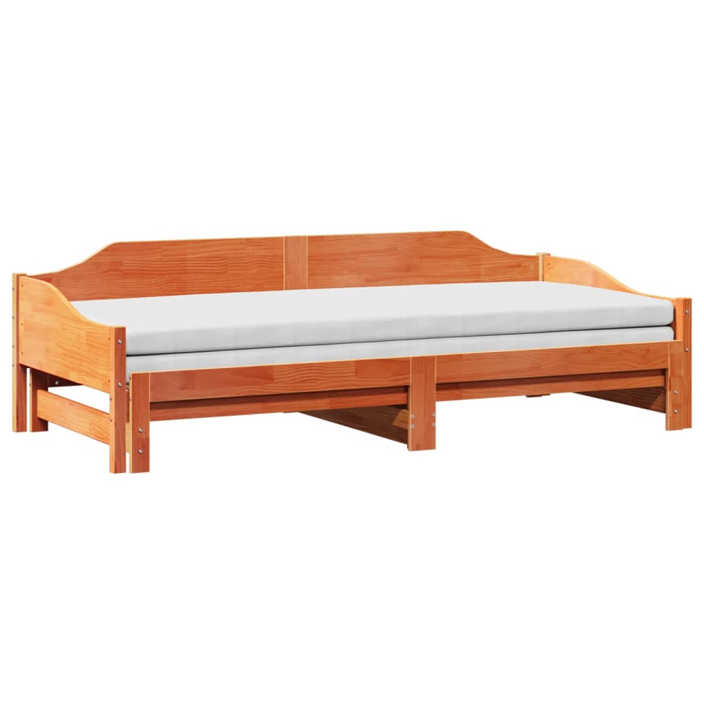 Sofa -Nestbett massives Holz aus braunem Wachs 90x200 cm