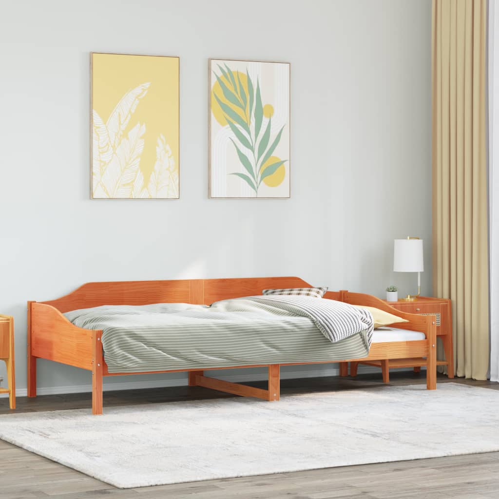 Vetonek Estructura de cama sin colchón madera maciza marrón 90x190 cm