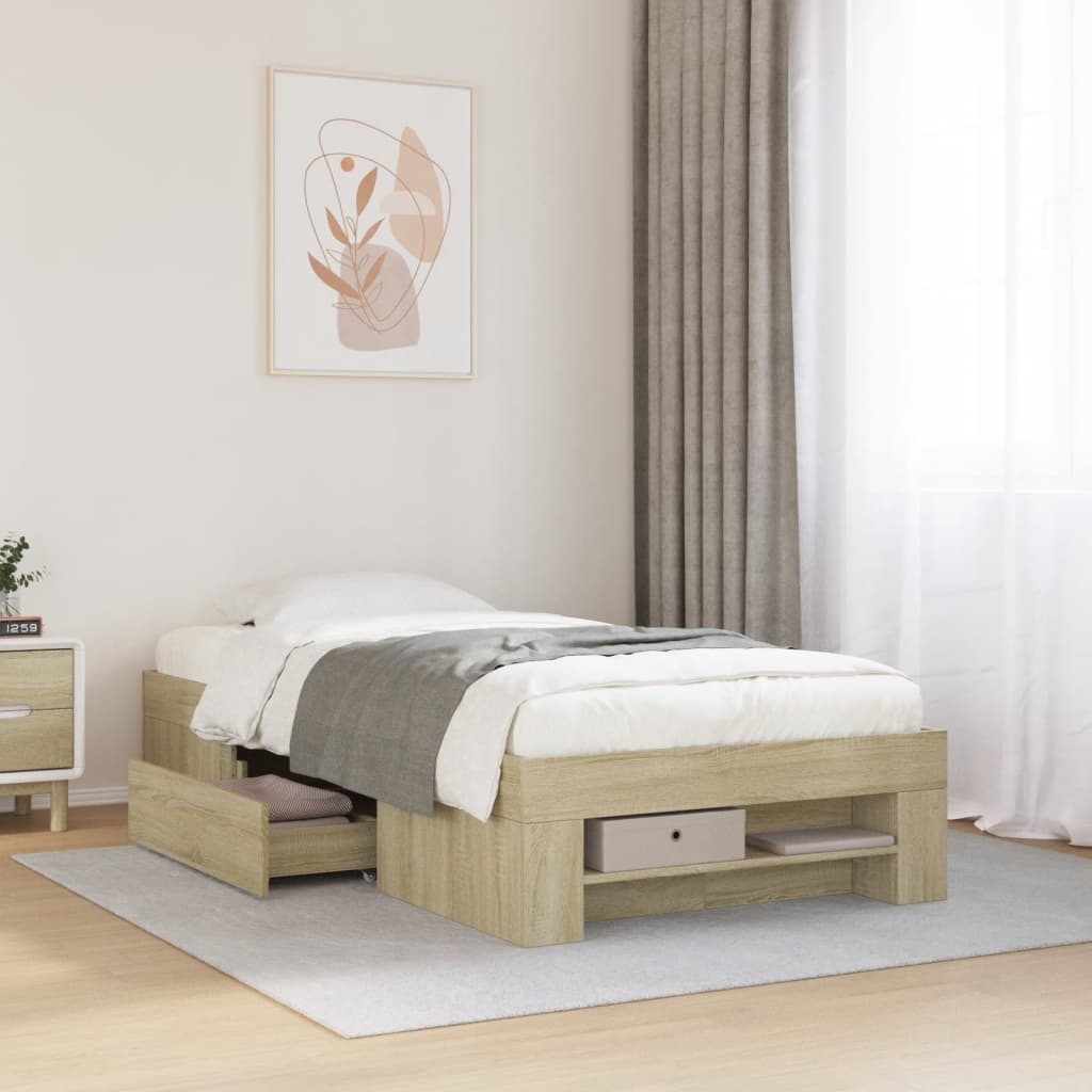 Vetonek Estructura de cama sin colchón madera roble Sonoma 90x190 cm