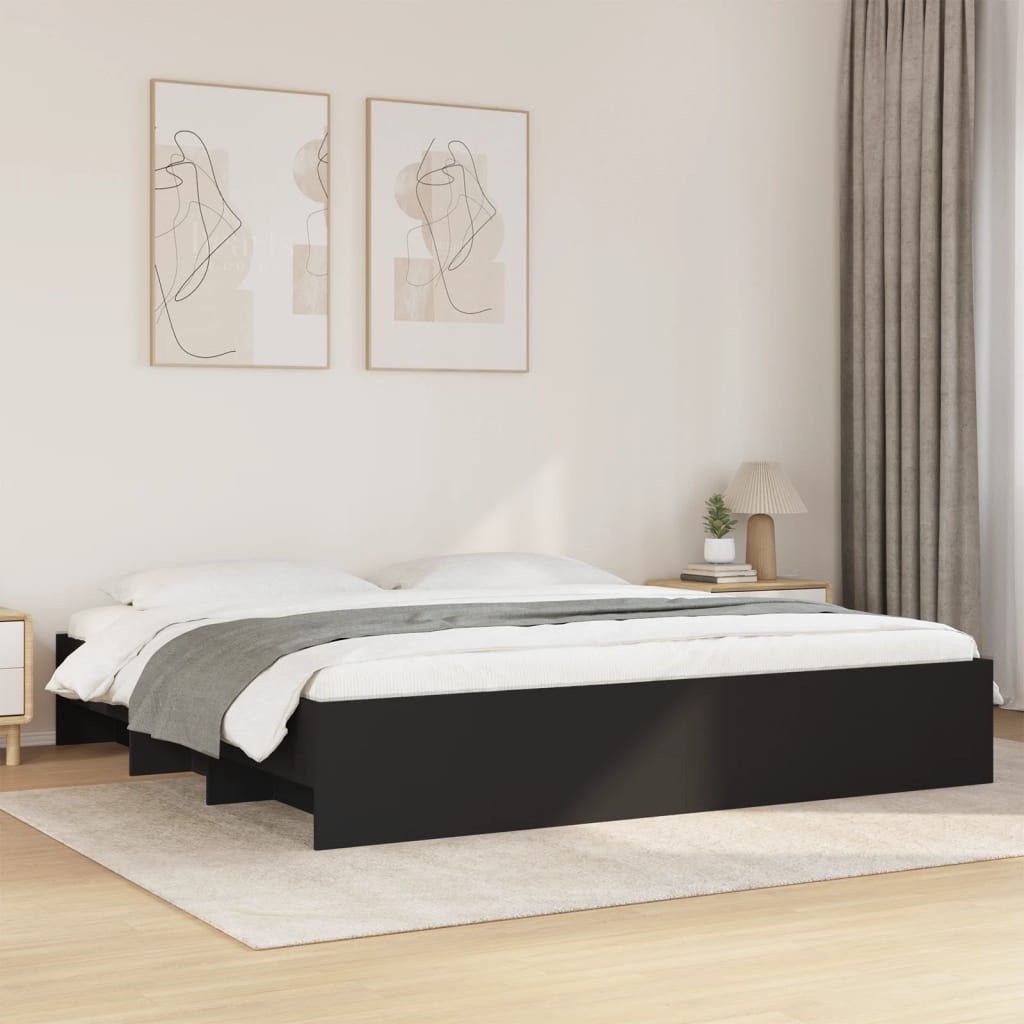 Vetonek Estructura de cama madera de ingeniería negra 180x200 cm