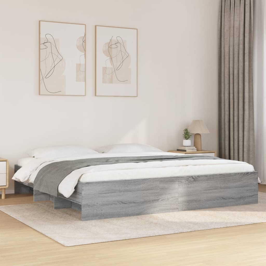 Vetonek Estructura de cama madera de ingeniería gris Sonoma 180x200 cm