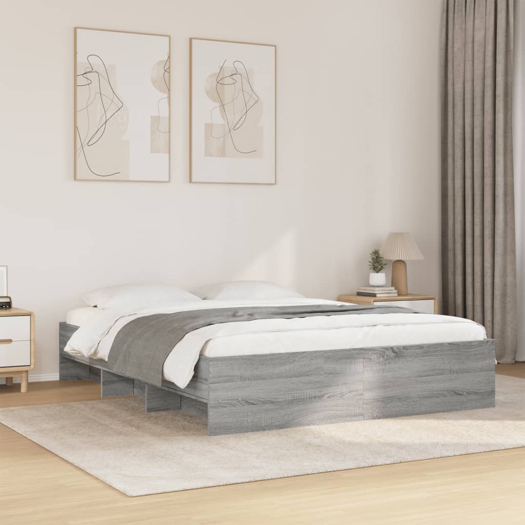 Vetonek Estructura de cama madera de ingeniería gris Sonoma 160x200 cm