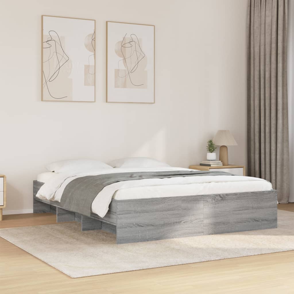 Vetonek Estructura de cama madera de ingeniería gris Sonoma 150x200 cm