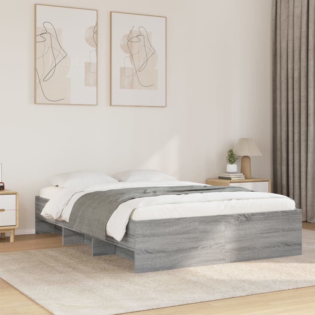 Vetonek Estructura de cama madera de ingeniería gris Sonoma 140x200 cm