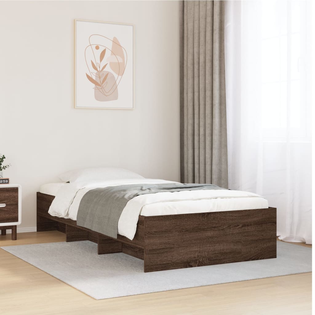 Vetonek Estructura de cama sin colchón madera marrón roble 100x200 cm