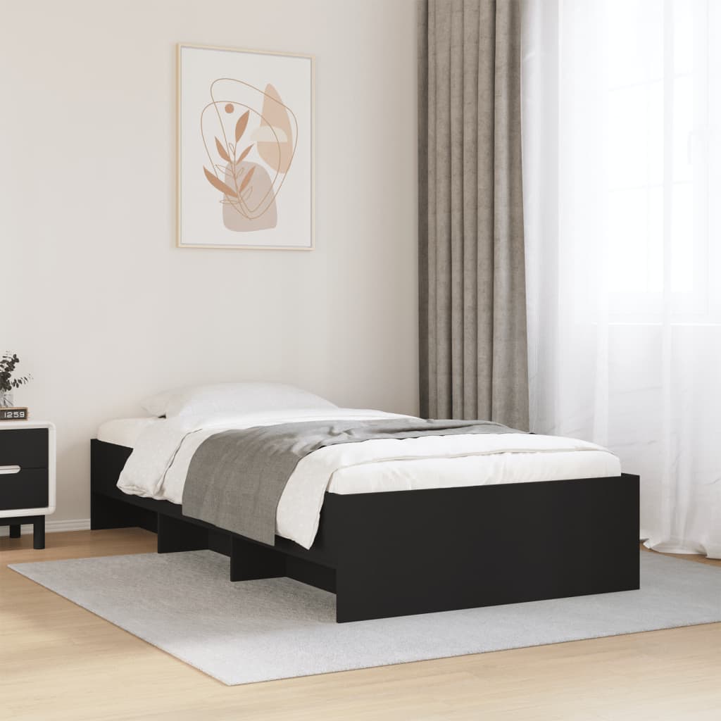 Vetonek Estructura de cama madera de ingeniería negra 90x200 cm