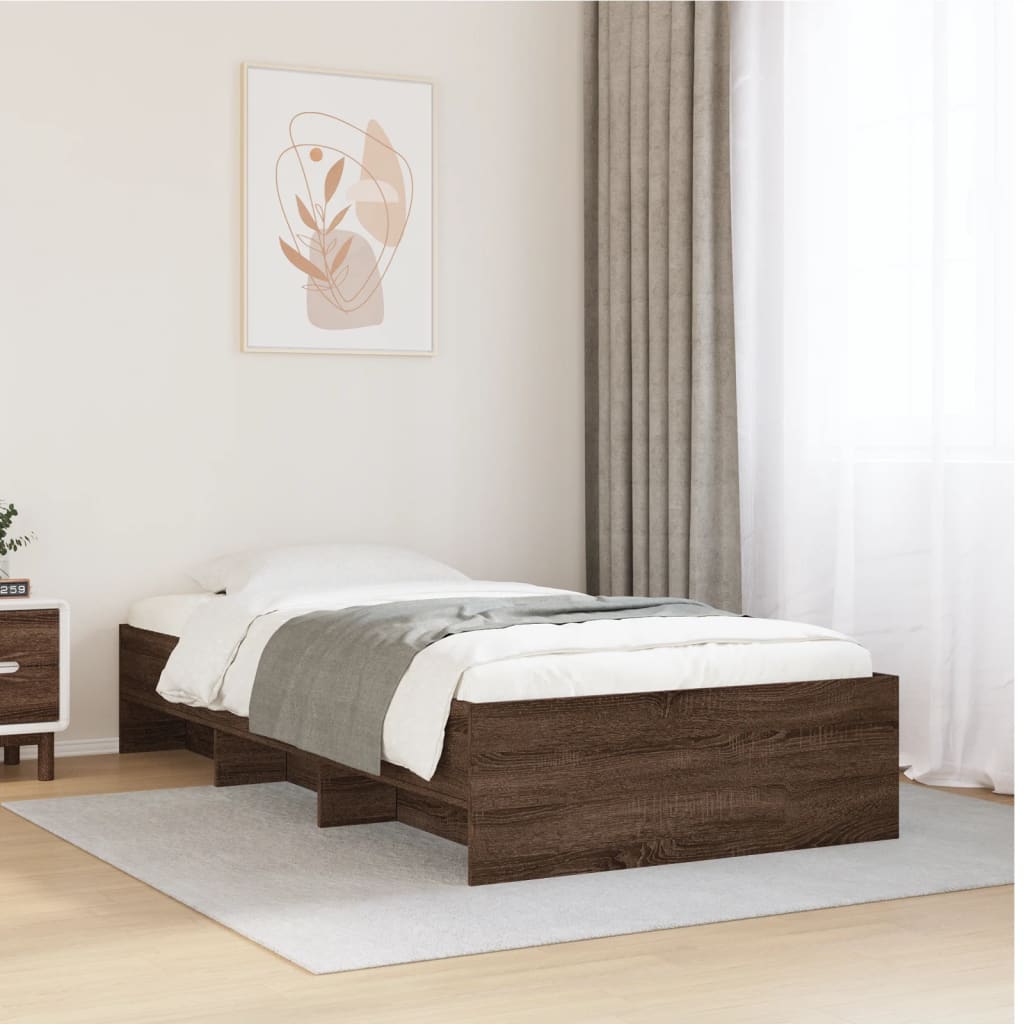 Vetonek Estructura de cama sin colchón madera marrón roble 90x200 cm