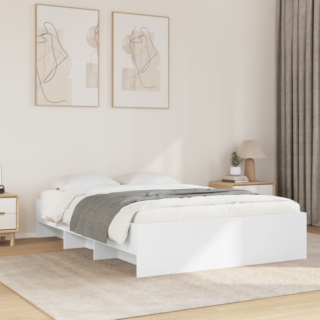 Vetonek Estructura de cama madera de ingeniería blanca 140x190 cm