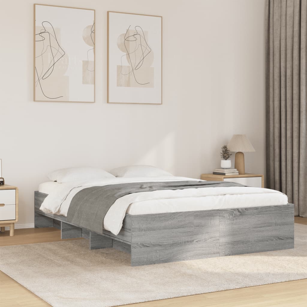 Vetonek Estructura de cama madera de ingeniería gris Sonoma 140x190 cm