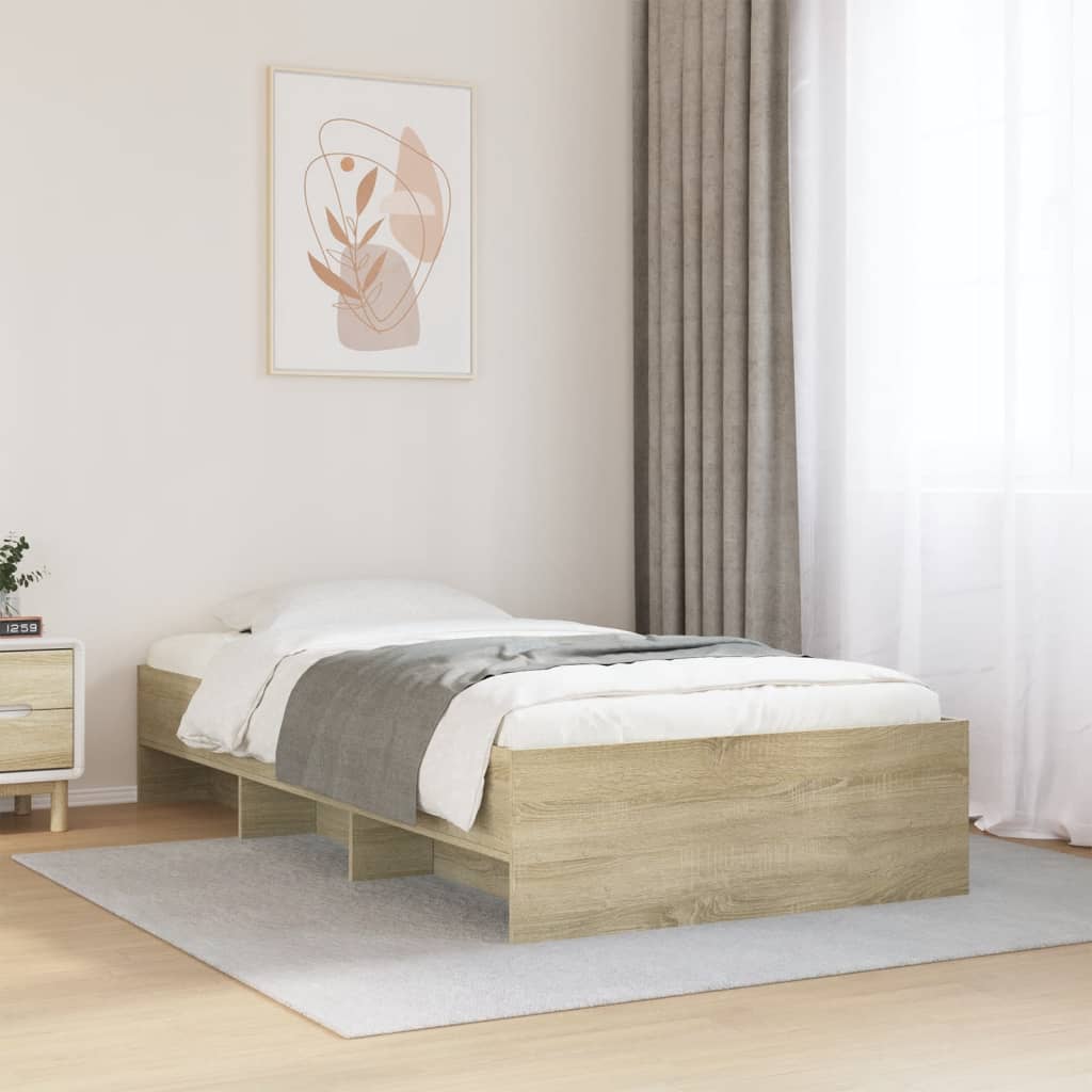 Vetonek Estructura de cama sin colchón madera roble Sonoma 90x190 cm